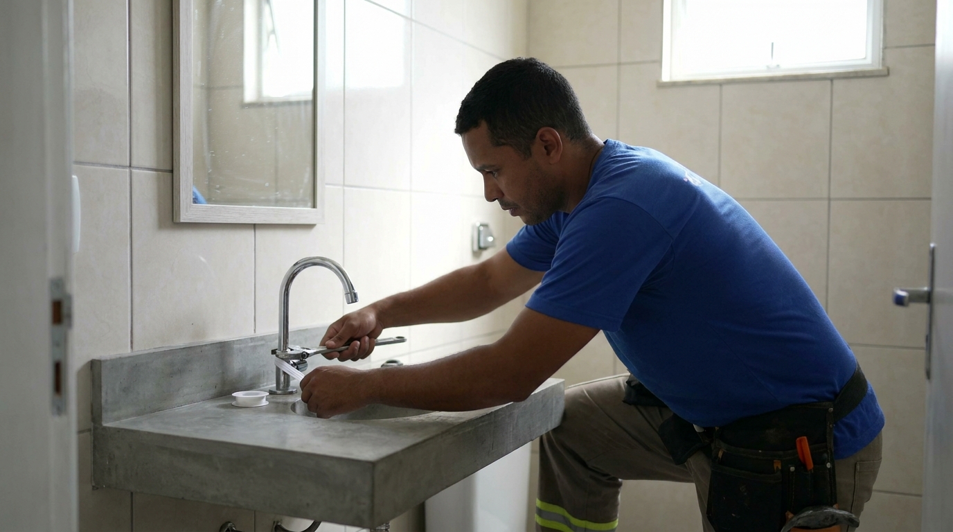 Fixação de torneira de bancada em Curitiba-PR