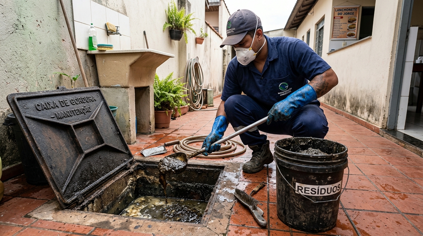Remoção de resíduos da caixa de gordura em Curitiba-PR